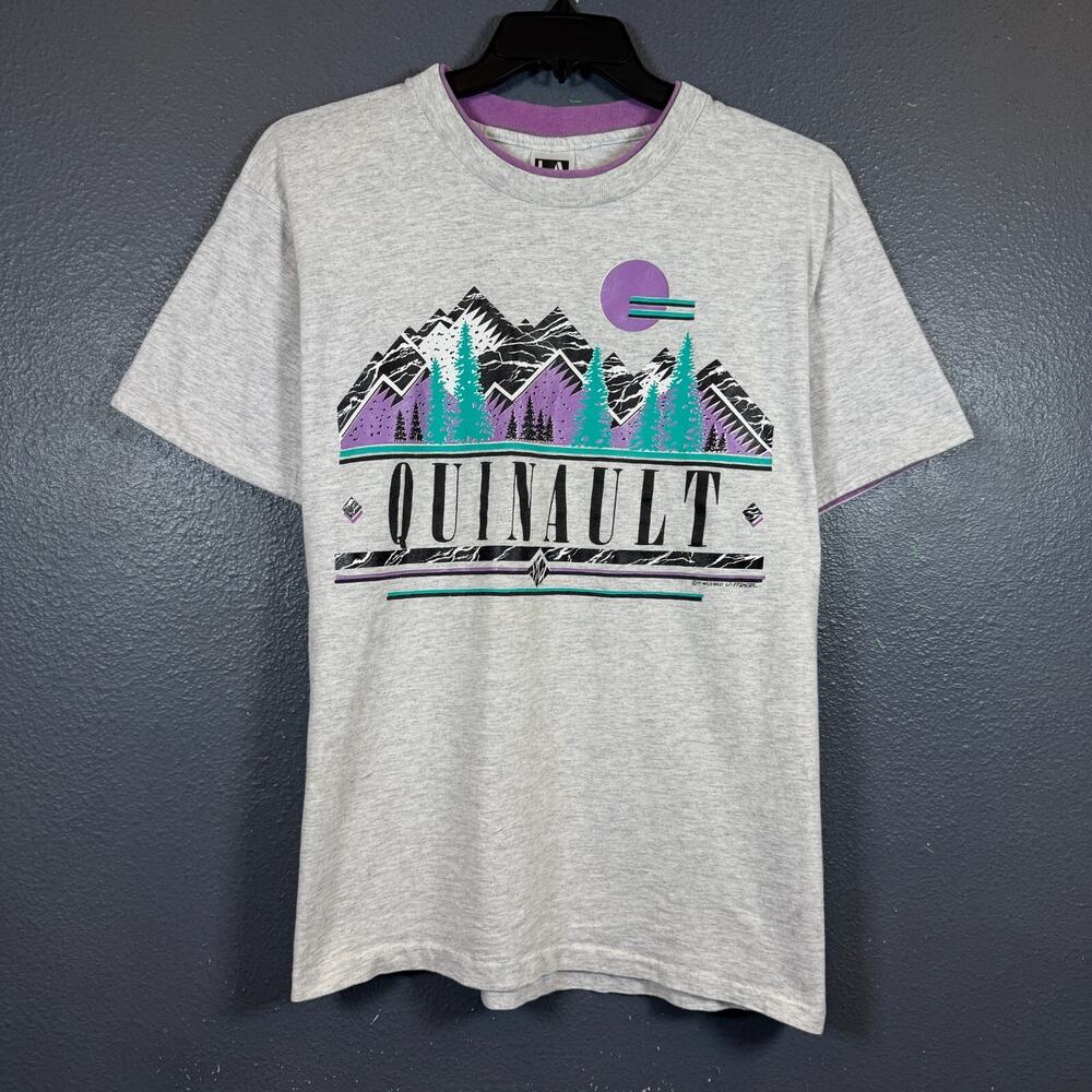 L.A. Sportswear L men’s gray vintage 90s t-shirt “Quinault” wild west